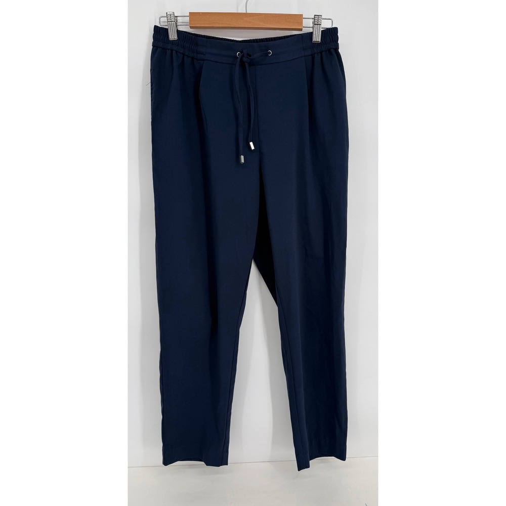 Esmara Sz 8 Navy Blue Elastic Drawstring Tapered Trousers Pleated Pants
